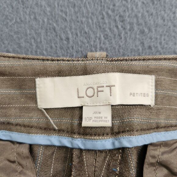 Ann Taylor LOFT Women 10P Julie Brown Pinstriped Bootcut Dress Pants - Picture 5 of 10